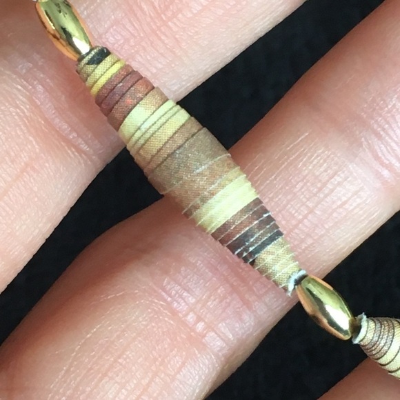 Earth Colored Paper Beaded Long Necklace - Picture 7 of 12